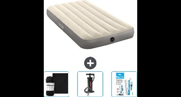 Intex Luchtbed - 1-Persoons - 99 x 191 x 25 cm - Beige - Inclusief Hoeslaken - Pomp en Reparatieset
