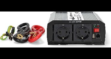 Nedis Auto Omvormer 1000W – 12V / 230V – 2x Stopcontact & 1x USB Oplaadpoort – Gemodificeerde Sinusgolf – Spanningsomvormer