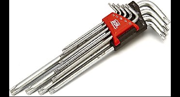 AOK 9 Delige Professionele Torx Lange Inbussleutel Set Slagvast