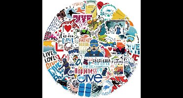 50 stuks duikstickers waterdicht vinyl zomer decoratie voor fles, laptop en skateboard