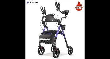 Rollator – Looprek – Mobiliteitshulpmiddel – Wandelwagen – Seniorenrollator – Lichtgewicht – Opvouwbaar – Verstelbaar Frame – Grote Wielen 20,32 cm – Comfortabele Zitting Met Rugleuning – Geschikt Voor Binnen En Buiten