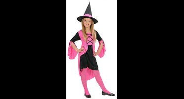 Widmann Heksenjurk kinderen roze - jurk en hoed - Halloween - Carnaval 140