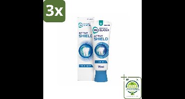 3 x Sensodyne - Tandpasta - ProGlasur Active Shield - Fresh Mint - Frisse Munt - 75 ml - Grootverpakking - Tandpasta - Glazuurbescherming - Gevoelige Tanden - Gaatjes - Suikerzuren