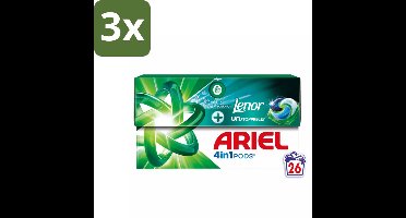 Ariel - 4in1 Wasmiddel Pods - Lenor Unstoppables - 26 Pods - Bulkverpakking - 3 stuks