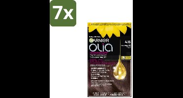 Garnier - Olia 4.15 - Haarkleuring - Kastanje Middenbruin - Zonder Ammoniak - 100% Grijsdekking - Bulkverpakking - 7 stuks