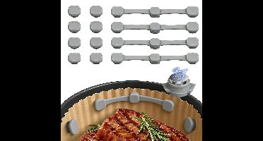 Siliconen magneetstrip voor airfryer - 12 stuks airfryer accessoires - bevestigingsgespen voor airfryers - hittebestendige - grijs