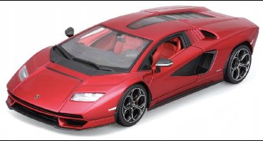 BBURAGO Modelauto - Lamborghini Countach - rood - 19 x 8,5 cm - schaalmodel - speelgoedauto