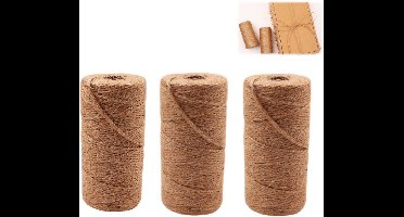 3stuks - Jute touw 2x 100 meter - Natuurlijk Jute koord - Bruin Bindtouw - Ideaal voor DIY, Tuin en Verpakking - Lichtgele natuurlijke kleur
