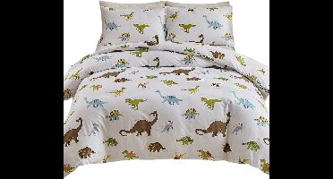 3-Delige Dekbedset — Cartoon Dinosaurus Print - 220x240cm