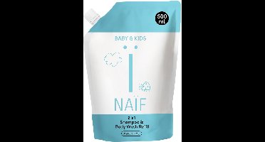 Naïf - 2in1 Shampoo & Body Wash - Navulverpakking - 0% parfum - 500ml