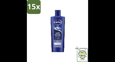 15 x Andrélon – Shampoo – Anti Roos Men – 400 ml - Grootverpakking - Anti-roos Shampoo - Roosvrij Haar - Vitamine B3 Shampoo - Bergamot Geur - Mannelijk Haar