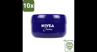 10 x NIVEA - Crème - Pot - Verzorgend - Droge Huid - Hydraterend - 200 ml - Grootverpakking - NIVEA Crème - Huidverzorging - Droge Huid - Hydraterend Crème - Gezicht Crème