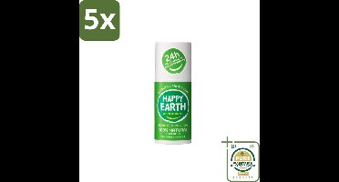 5 x Happy Earth – Deodorant Roll-On – 100% Natuurlijk Cucumber Matcha – 75 ml - Grootverpakking - Cucumber Matcha Deodorant - Natuurlijke Deodorant - Roll-on Deodorant - Vegan Deodorant - Anti-Geur Deodorant