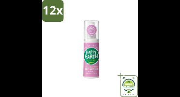 Happy Earth – Deodorant Spray – 100% Natuurlijk Lavender Ylang – 100 ml - Voordeelverpakking - 12 stuks - Deodorant spray - Natuurlijke deodorant