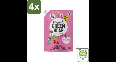 Marcel's Green Soap - Vloeibaar Wasmiddel - Universeel - Navulling - Patchouli & Cranberry - Effectief & natuurlijk - 23 Wasbeurten - 1 liter - Voordeelverpakking - 4 stuks - Wasmiddel - Kleurwasmiddel