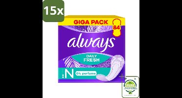 15 x Always - Inlegkruisjes - Normal - 84 Inlegkruisjes - Grootverpakking - Inlegkruisjes - Always - Incontinentie - Bescherming - Geurcontrole