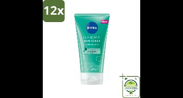 NIVEA - Gezichtsscrub - DERMA Huidzuiver - Voor onzuivere huid - Met Salicylzuur (AHA) & Niacinamide - Tegen Acne & Mee-eters - 150 ml - Voordeelverpakking - 12 stuks - Gezichtscrub - Puistjes