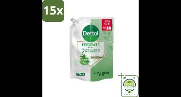 15 x Dettol - Handzeep Navulling - Hydrate - Aloë Vera & Bamboe - 500 ml - Grootverpakking - Handzeep Navulling - Antibacteriële Handzeep - Aloë Vera Handzeep - Bamboe Handzeep - Duurzame Handzeep
