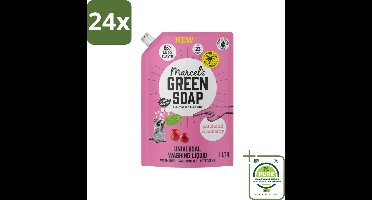 Marcel's Green Soap - Vloeibaar Wasmiddel - Universeel - Navulling - Patchouli & Cranberry - Effectief & natuurlijk - 23 Wasbeurten - 1 liter - Voordeelverpakking - 24 stuks - Wasmiddel - Kleurwasmiddel