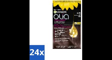 Garnier - Olia 4.15 - Haarkleuring - Kastanje Middenbruin - Zonder Ammoniak - 100% Grijsdekking - Voordeelverpakking - 24 stuks