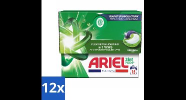 Ariel - 3in1 Wasmiddel Pods - Original - 15 Pods - Voordeelverpakking - 12 stuks