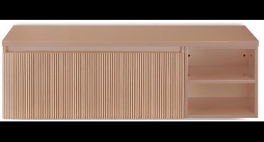 Frozen 3D Badmeubelset 140 cm - Greeplijst in Kleur - Wastafel Regaalkast met Bovenblad Peach