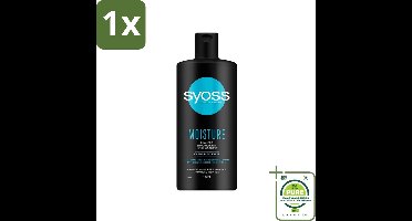 1 x Syoss Moisture Shampoo - Shampoo - Hydraterend - 440 ml - Hydraterend Shampoo - Shampoo Voor Droog Haar - Haarverzorging Mannen - Syoss Shampoo - Haar Conditioner