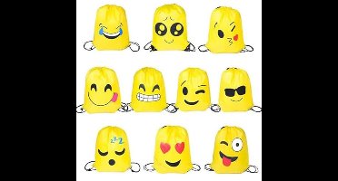 TANGGER 10 STKS Emoji-Feesttassen,Rugzakken met Trekkoord Verjaardag-Goodiebags Feestartikelen voor Kinderen,Jongens,Meisjes