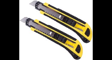 Benson Afbreekmes - 2x - werkmes - snijmes - 18 mm - staal - geel - incl. reservemessen