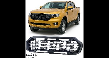 Sport Grill Voor Ford Ranger T8 (2019–2022) Honingraat Design Embleemloos Zwart Mat