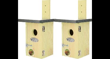 2x Houten vogelhuisjes/nestkastjes winterkoning - Tuindecoratie vogelnest nestkast vogelhuisjes - tuindieren
