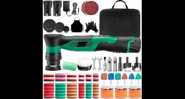 RVV® Polijstmachine Auto - Polijstset - Polijstmachine - Inclusief Accessoires - Draadloos - Zwart/Groen - 36cm x 25cm x 16cm