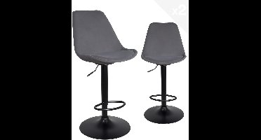 Set van 2 Verstelbare Barstoelen Grijs Velours Design