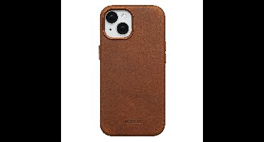 Accezz Hoesje - Geschikt voor iPhone 15 - Vintage Leather geschikt voor MagSafe Backcover - Tabacco Cognac