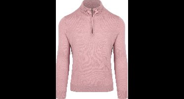 Suitable Merino Half Zip Trui Roze - Maat M - Heren - Schipperstrui - Schipperstrui met rits - Volwassen mannen
