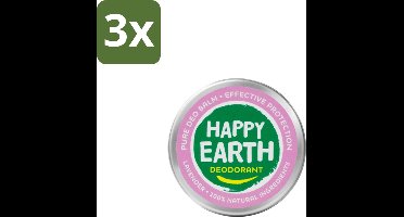 3 x Happy Earth – Deodorant Balm – 100% Natuurlijk Lavender – 45 g - 100% Natuurlijke Deodorant - Natuurlijke Deodorant Balm - Lavendel Deodorant - Natuurlijke Deodorant - Deodorant Balm