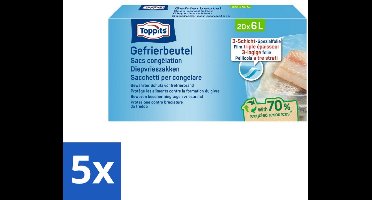 Toppits – Diepvrieszakken – 6 Liter – 20 Zakjes - Bulkverpakking - 5 stuks