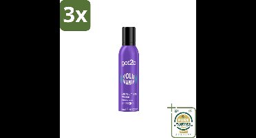 3 x Got2B - Volumemousse - Volumania 24H - 250 ml - Grootverpakking - Haar Volume - Volumemousse - 24 Uur Hold - Vegan Haarproduct - Natuurlijke Formule