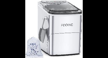 FOOING IJsblokjesmachine, mini, draagbaar, 15 kg/24 uur, compacte ijsblokjesmachine, werkblad, snelijsmachine voor 6 minuten, zelfreinigende ijsmaker voor thuis, 2 maten ijs