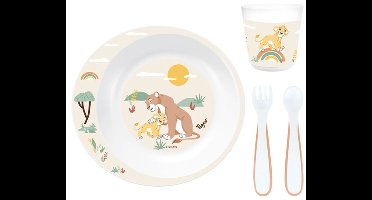Tigex - Disney Leeuwenkoning Serviesset voor Kinderen – Bord, Beker 180 ml & Bestek – Magnetron- & Vaatwasserbestendig- 6m+ 6+ m