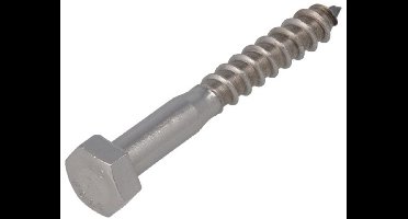 Houtdraadbouten - DIN571 Zeskant - M8 x 30mm - RVS (25 stuks)