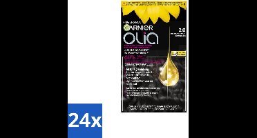 24 x Garnier - Olia 2 - Haarkleuring - Diamant Zwart - Zonder Ammoniak - 60% Olie - Permanente Kleur - Permanente Haarkleur - Haarkleur Diamanten Zwart - Haarkleur Zonder Ammoniak - Haarkleur Met Olie - Garnier Olia