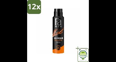 Fa – Deodorant Spray – Men Dark Passion – 150 ml - Voordeelverpakking - 12 stuks - Deodorant spray voor mannen - Krachtige geur