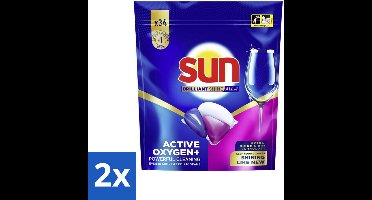 Sun - Vaatwascapsules - Brilliant Shine All-in-1 met Active Oxygen+ - 34 capsules - Voordeelverpakking - 2 stuks