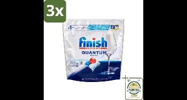 3 x Finish Powerball - Quantum All in 1 - Vaatwastabletten - Stralende Glans - 18 Tabletten - Grootverpakking - Vaatwasmiddel - Vaatwastabletten - Glanz - Reiniging - Voedselresten