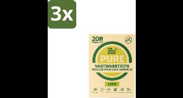 3 x The Good Brand - Vaatwasstrips - Lime- 20 wasbeurten - Vaatwasstrips - Plantaardig Wasmiddel - Duurzaam Vaatwasmiddel - Limoen Geur - Biologisch Afbreekbaar