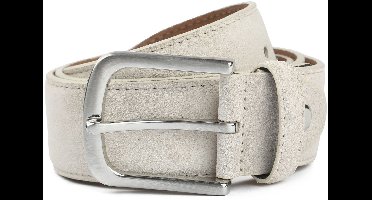 Suitable Riem Suède Leer Wit - Maat 105 - Heren leren broekriem / broeksriem - Ceintuur - Riem casual