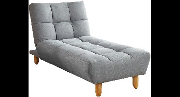 Vente-unique Chaise longue Klik-Klak van stof - Grijs L 84 cm x H 87 cm x D 165 cm