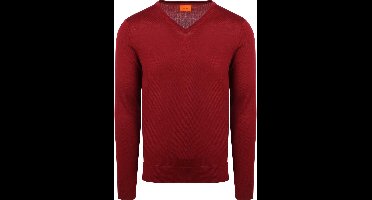 Suitable Merino Pullover V-Hals Donkerrood - Maat L - Heren