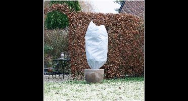 2x stuks Plantenhoes tegen/anti vorst met aantrekkoord wit H 1,5 meter x D 75 cm 50 g/m - beschermhoes